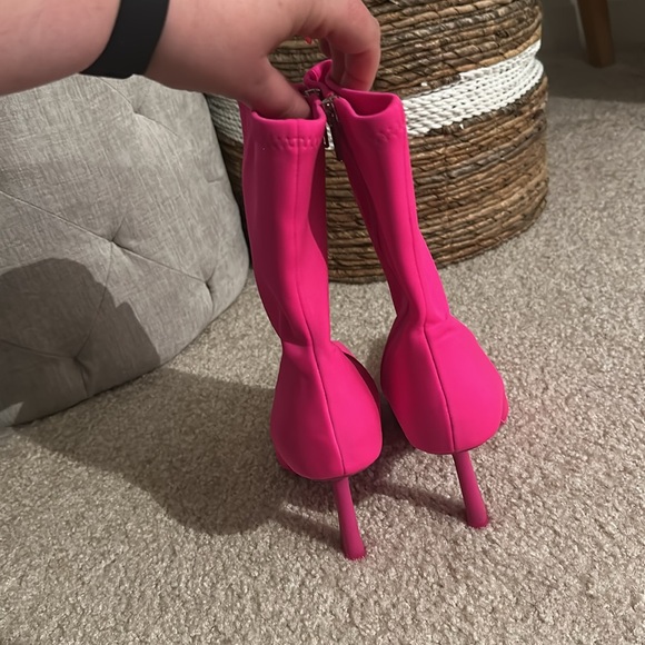 Vibrant Pink Women's Ankle Boots with mark - Picture 5 of 6